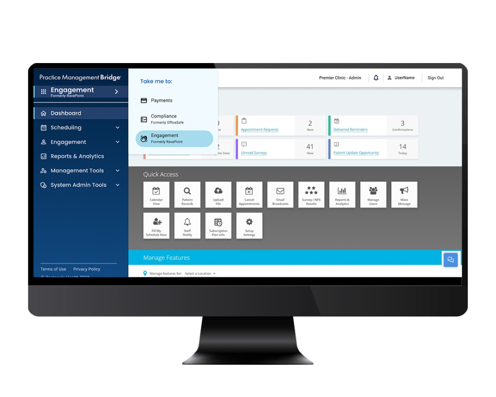 Practice Management Bridge (PMB) Home Screen